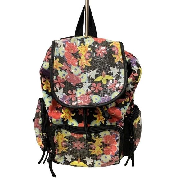 Candies Floral Sequin Backpack Retro New - Picture 1 of 5